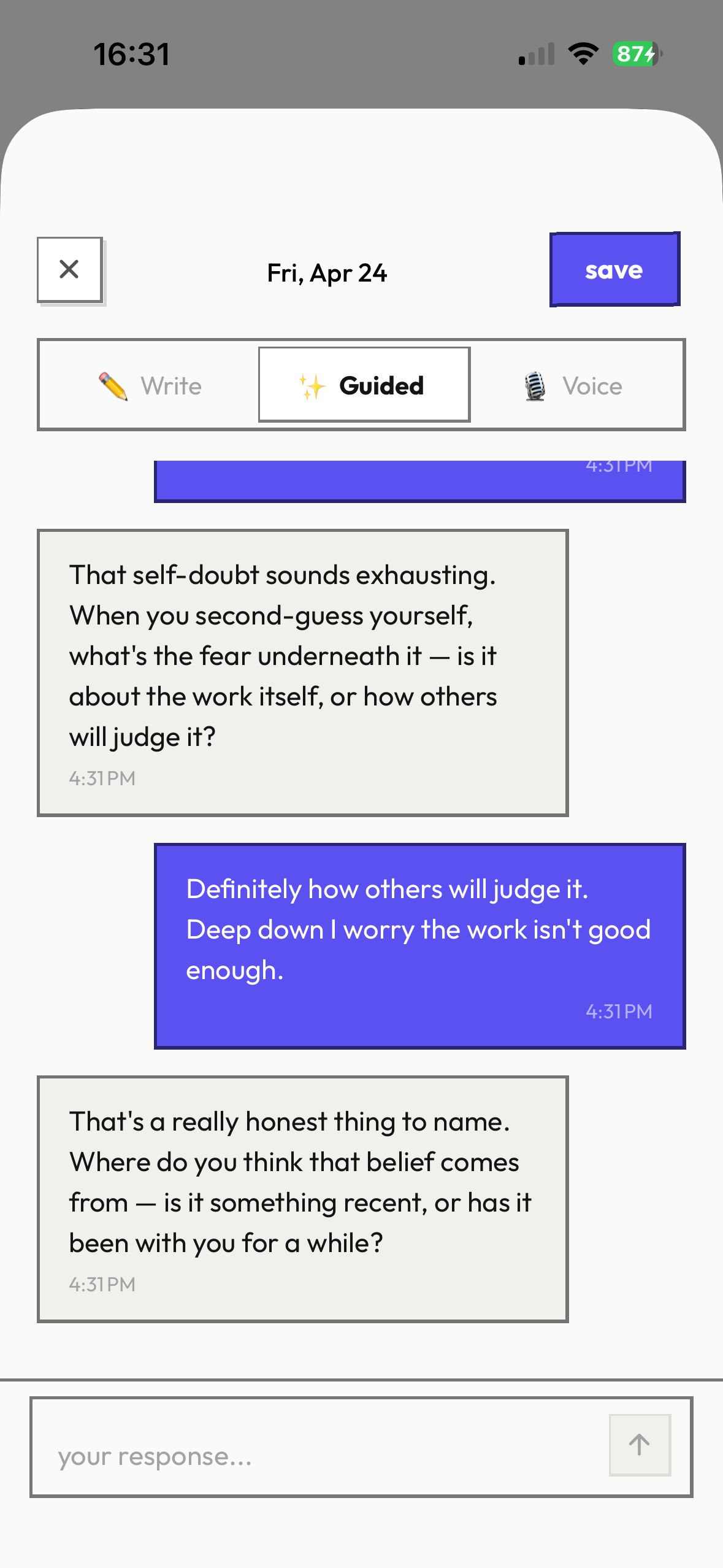 Guided journaling