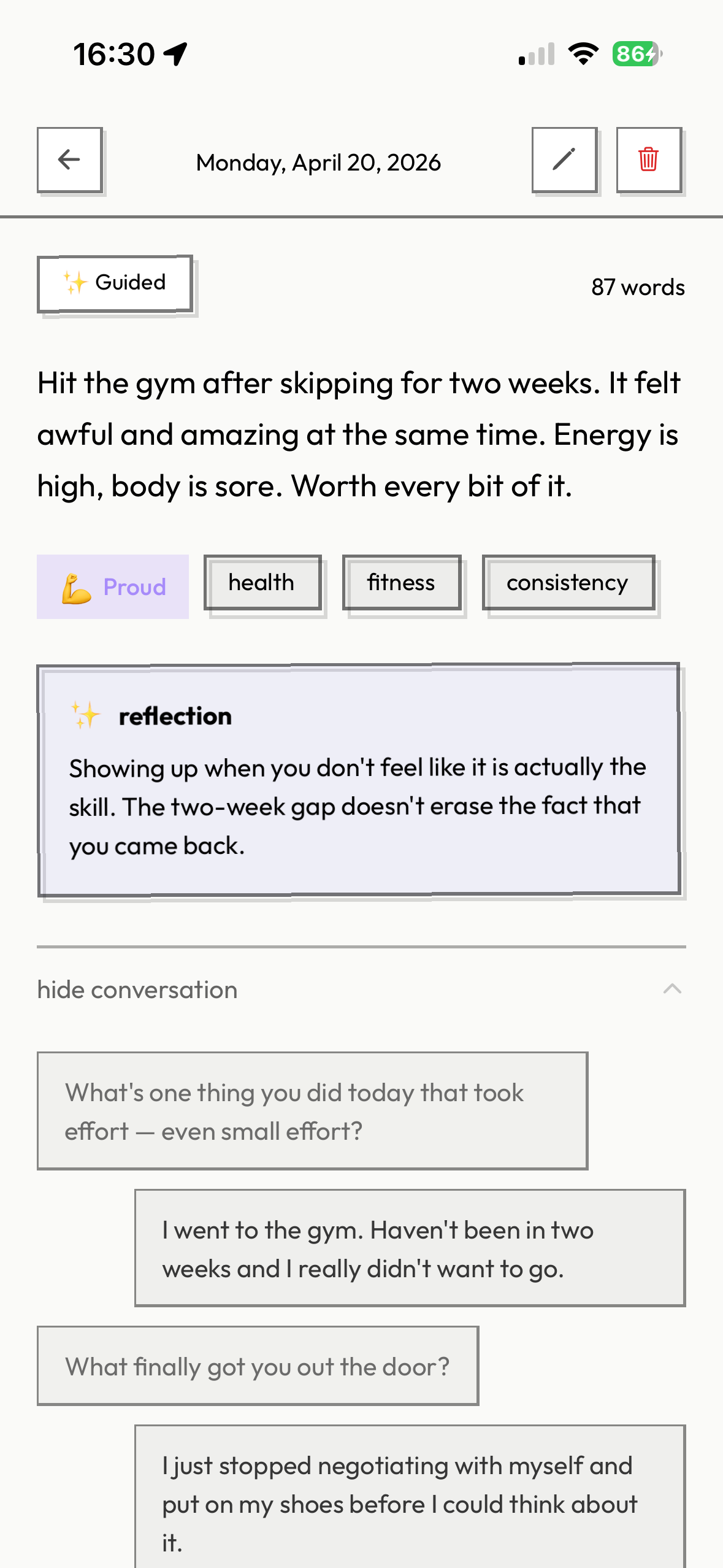 Entry reflection